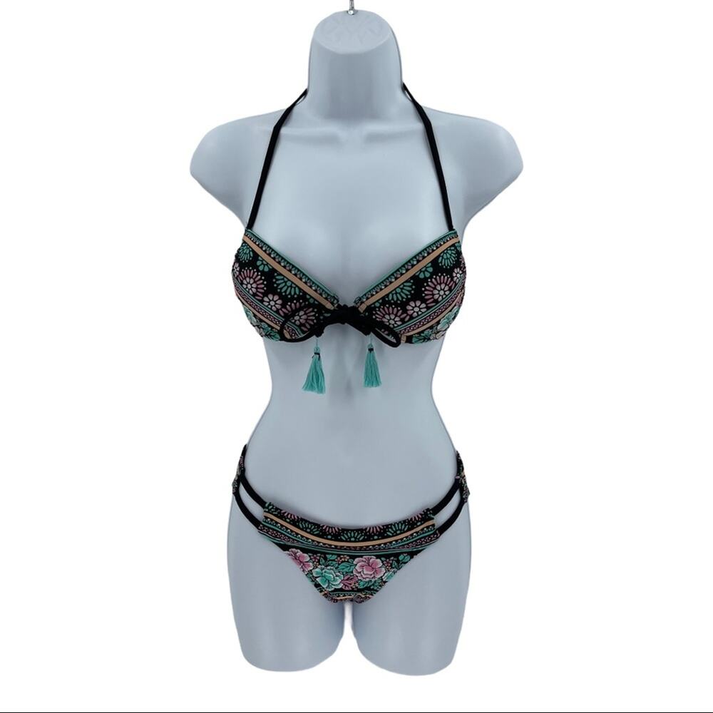 Xhilaration Women's Floral Tassel Boho Two Piece Bikini Size Small S